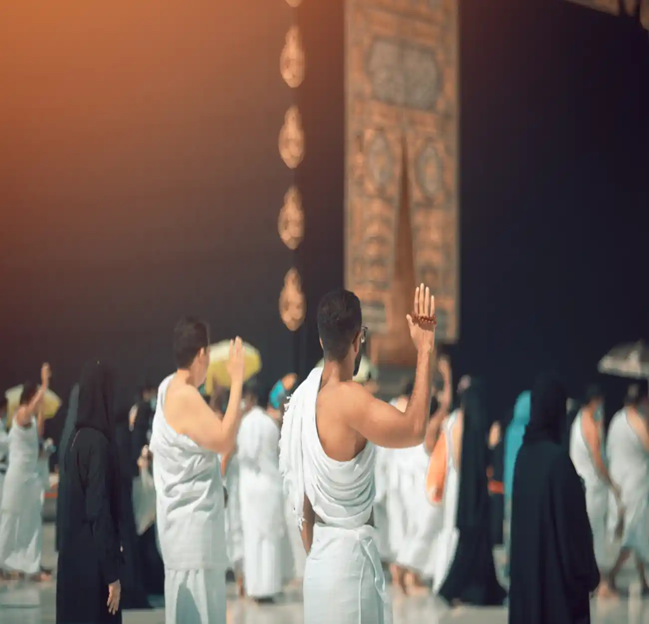Group of pilgrims performing Umrah